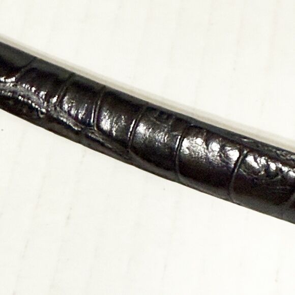 Lauren Ralph Lauren Italian Leather Skinny Belt Women XL Embossed Black Brass main image 11